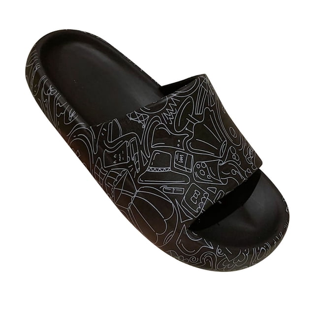 Cloud Slides for Women Cute Cartoon Print Shower Slippers Comfort Quick Drying Bath Sandals Soft Platform Sandals