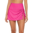 thumbnail image 1 of Charmo Womens High Waisted Split Swim Skirt Ruched Drawstring Skirted Swim Bottoms with Built-in Brief, 1 of 5