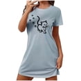 thumbnail image 2 of Jovati Chemise de Nuit Courte pour Femmes, Coupe Ample avec Imprimé sur la Poitrine, Nuisette à Manches Courtes à Col Rond, Mélange Polyester Spandex, Tissu Respirant et Léger, S à TTG, 2 of 8
