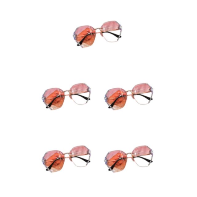 kurtrusly Vintage Frameless Glasses Fashion Statement Scratch Resistant pink 5Set