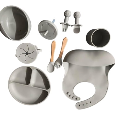 CJiaWei Child Feeding Set Silicone Baby Tableware 10 Pieces For Easy Mealtime Soft Collision Ideal For Feeding Little Ones