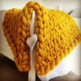 thumbnail image 1 of Chunky Knit Blanket Merino Wool Hand Made Throw Boho Bedroom Home Decor Giant Yarn, 1 of 2