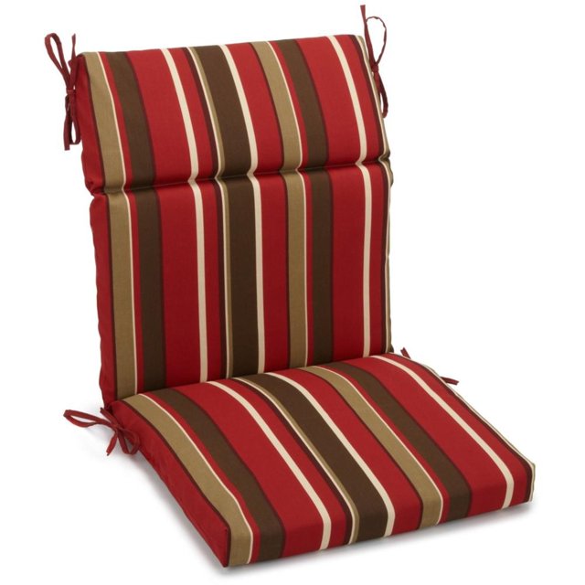 18-inch by 38-inch Spun Polyester Patterned Outdoor Squared Chair Cushion, Montserrat Sangria