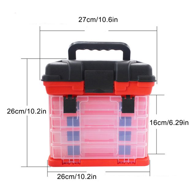 Baohd Strong Plastic Tool Chest With Four Drawers For Nuts Bolts And Screws Fishing Tackle Box 4 Layers Fishing Fishing Lures green +Blue Button Inner