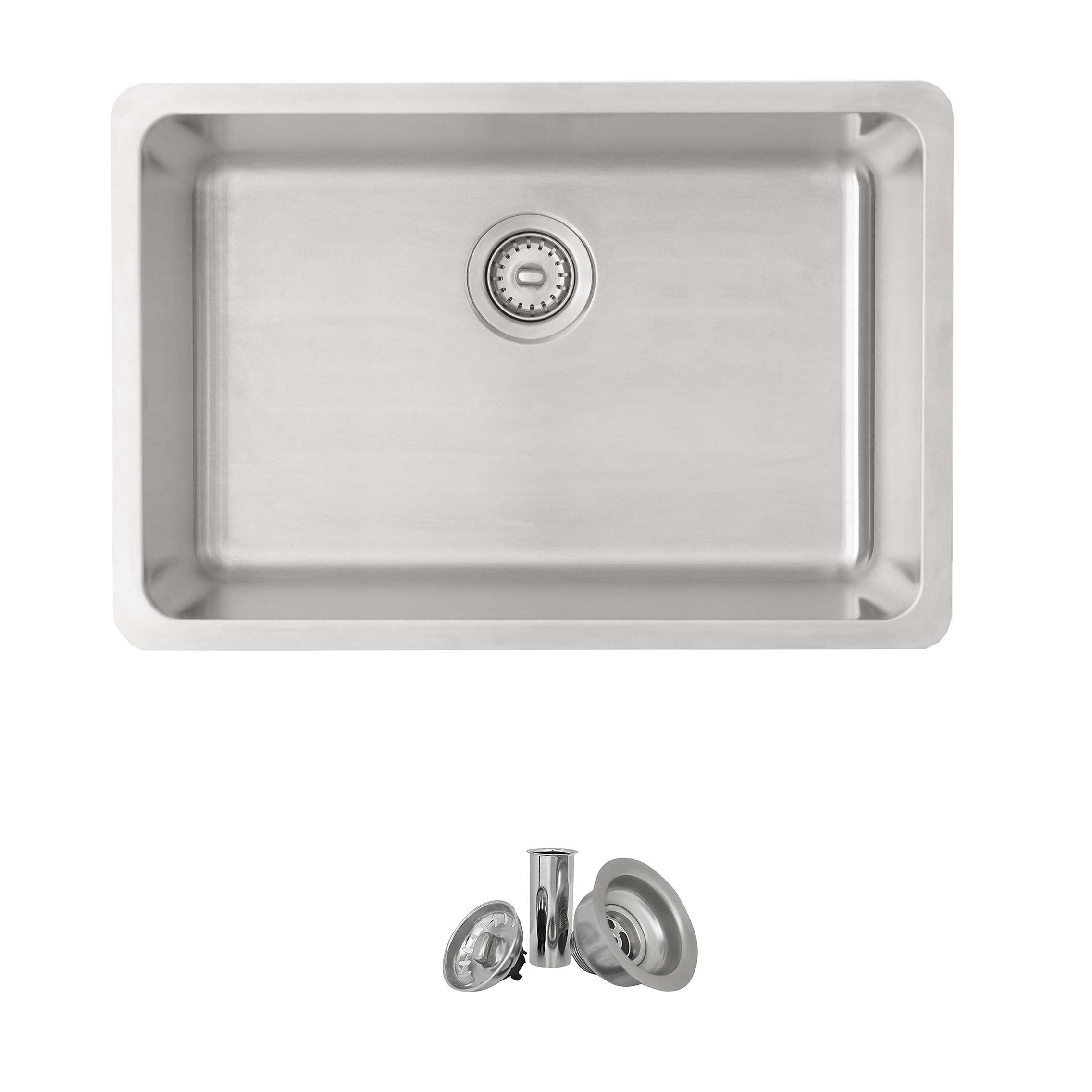 Évier de Cuisine Élégant à Double Montage 27 Pouces en Acier Inoxydable à Bol Unique avec Passoire S-406T