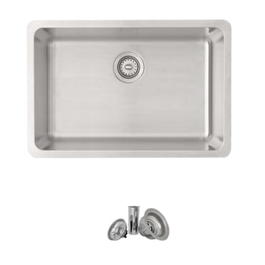 Stylish Dual Mount 27" Stainless Steel Single Bowl Kitchen Sink with Strainer S-406T
