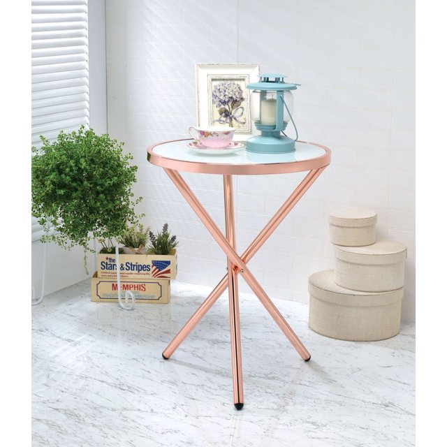 Table d'appoint Lajita d'ACME, cuivre et verre givré