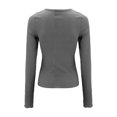 thumbnail image 5 of Long Sleeve Tee Shirts 2023 Long Sleeve Shirts for Women V Neck Henley Tops Slim Fit Basic Ribbed Knit Button down T Shirts Tops - Hontri, 5 of 5