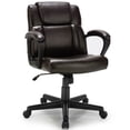 thumbnail image 1 of Costway Executive Leather Office Chair Adjustable Computer Desk Chair w/ Armrest, 1 of 10