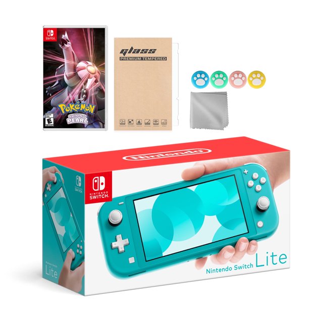 Nintendo Switch Lite Turquoise with Pokemon Shining Pearl and Mytrix Accessories NS Game Disc Bundle Best Holiday Gift