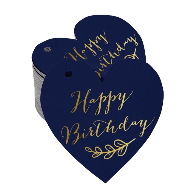 Inkdotpot Happy Birthday Bottle Tag Real Gold Foil Favor Hang Tag 100 Pack