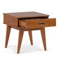 thumbnail image 3 of SIMPLIHOME Draper Table d'Appoint Rectangulaire en Bois Franc Massif de 22 Pouces de Large Style Milieu du Siècle Moderne en Brun Teck avec Rangement, 1 Tiroir, pour le Salon et la Chambre, 3 of 5