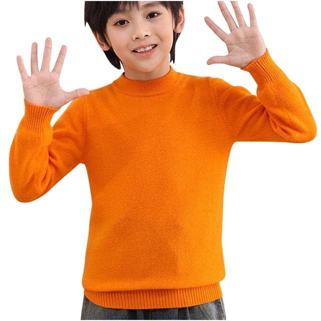 MeetoTime 4-18 Years Children's Knitted Undershirt Solid Color Thick Half High Neck Long Sleeved Pullover Top