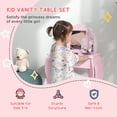thumbnail image 4 of Qaba Coiffeuse et Tabouret pour Enfants Ensemble de Maquillage Rose, 4 of 9