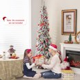 thumbnail image 2 of Gymax 6 FT Pre-Lit Artificial Christmas Tree Snow-Flocked Slim Pencil Christmas Tree, 2 of 10