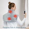 thumbnail image 4 of Weighted Heating Pad for Neck & Shoulders - Wearable Electric Neck Wrap - Fast Pain Relief, Deep Pressure Therapy, 4 Heat Levels, 2H Auto Shut Off - 22" x 19" - Color: Light Grey, Size: 22“*19”, 4 of 8