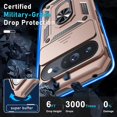 thumbnail image 4 of KOMI Case Compatible with Google Pixel 9/9 Pro Built in Slide Camera Lens Cover+Screen Protector+Finger Ring Holder Kickstand,Heavy Duty Shockproof Full Body Protective Phone Cover, Rose Gold, 4 of 5