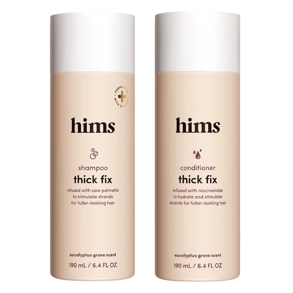 hims Thick Fix Shampoo and Conditioner Set for Men- Thickening Moisturizing Reduces Shedding- Color Safe Hair Loss Shampoo and Conditioner- 2 pack 6.4oz