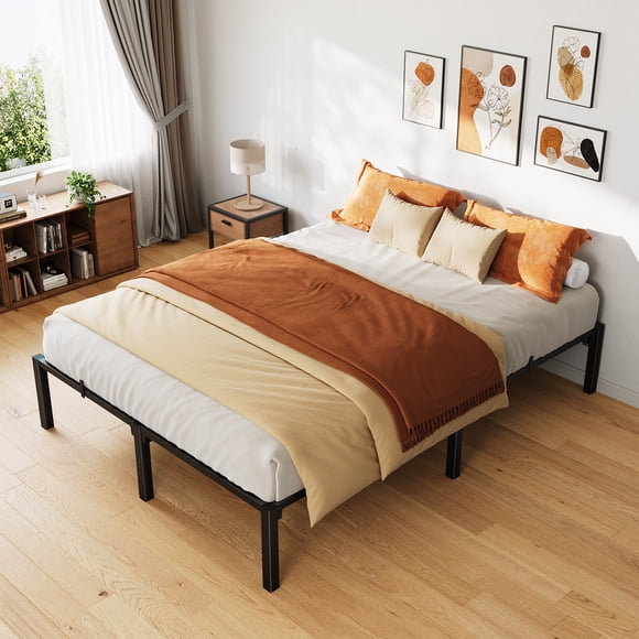 14 Inch Heavy Duty Metal Bed Frame, Low Profile Platform with Sturdy Mattress Foundation, Noise Free Easy Assembly, No Box Spring Needed for King, Queen, Full, Twin Size
