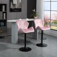 thumbnail image 2 of HOMCOM Velvet-Touch Bar Stool Set of 2 Fabric Adjustable Height Swivel Seat, 2 of 10