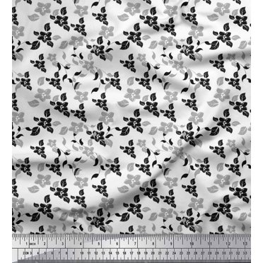 Soimoi Velvet Fabric Leaves & Flower Floral Print Fabric by Yard 58 Inch Wide