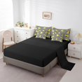 thumbnail image 3 of Summer Lemon Twin Bed In A Bag 7 Piece Yellow Lemon Comforter Set With Sheets Green Leaves Bedding Set For Kids Adults Black Geometric Wave Stripes Bed Sheet Set With Comforter, 3 of 5