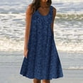 thumbnail image 2 of Mrat Robe Courte à Imprimé Floral pour Femmes, Tenue d'Intérieur, Col Rond, Sans Manches, Grande Taille, Robe de Nuit, Robes de Pâques pour Femmes P-108 Bleu Marine 3TG, 2 of 8
