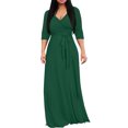 thumbnail image 1 of Npasoilc Robes pour Femmes Combinaison à Manches Mi-Longues pour Femmes, Couleur Unie, Col en V, Taille Cintrée, Robe Longue, 1 of 6