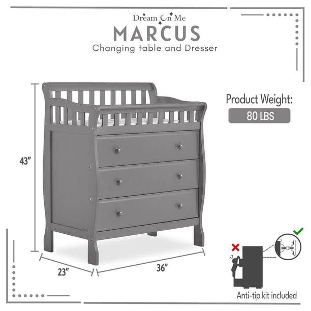 dream on me marcus changing table and dresser storm grey Dream On Me - Brandclub