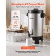 thumbnail image 2 of VEVOR Commercial Coffee Urn, 40 Cup 203oz Hot Beverage Dispenser with Dripless Faucet, 1090W Quick-Brewing Coffee Maker, Automatic Temperature Control, 2 of 9