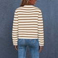 thumbnail image 3 of MeetoTime Women's Long Sleeve Striped Cardigan Sweaters Button Down Open Front Long Sleeve Knit Outwear with Pockets, 3 of 7