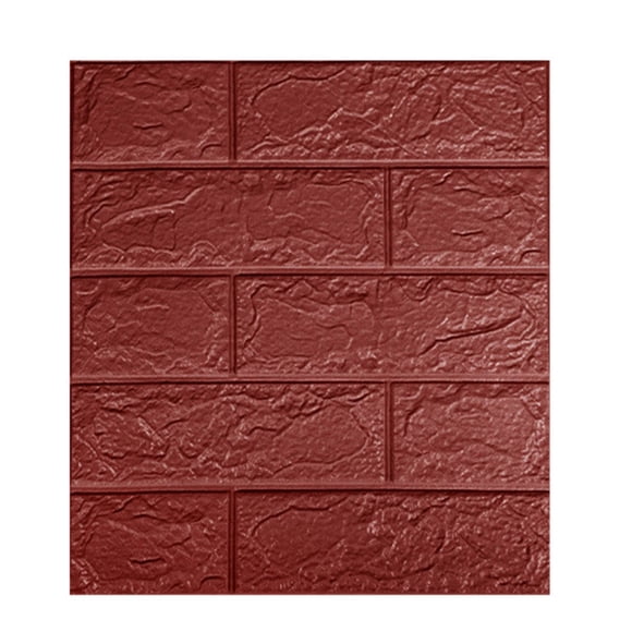 Panneaux de Papier Peint en Mousse Brique 3D DIY Autocollants Muraux pour Salon, Décor Mural d'Accent TV, Texture de Pierre en Relief, Ensemble de 2