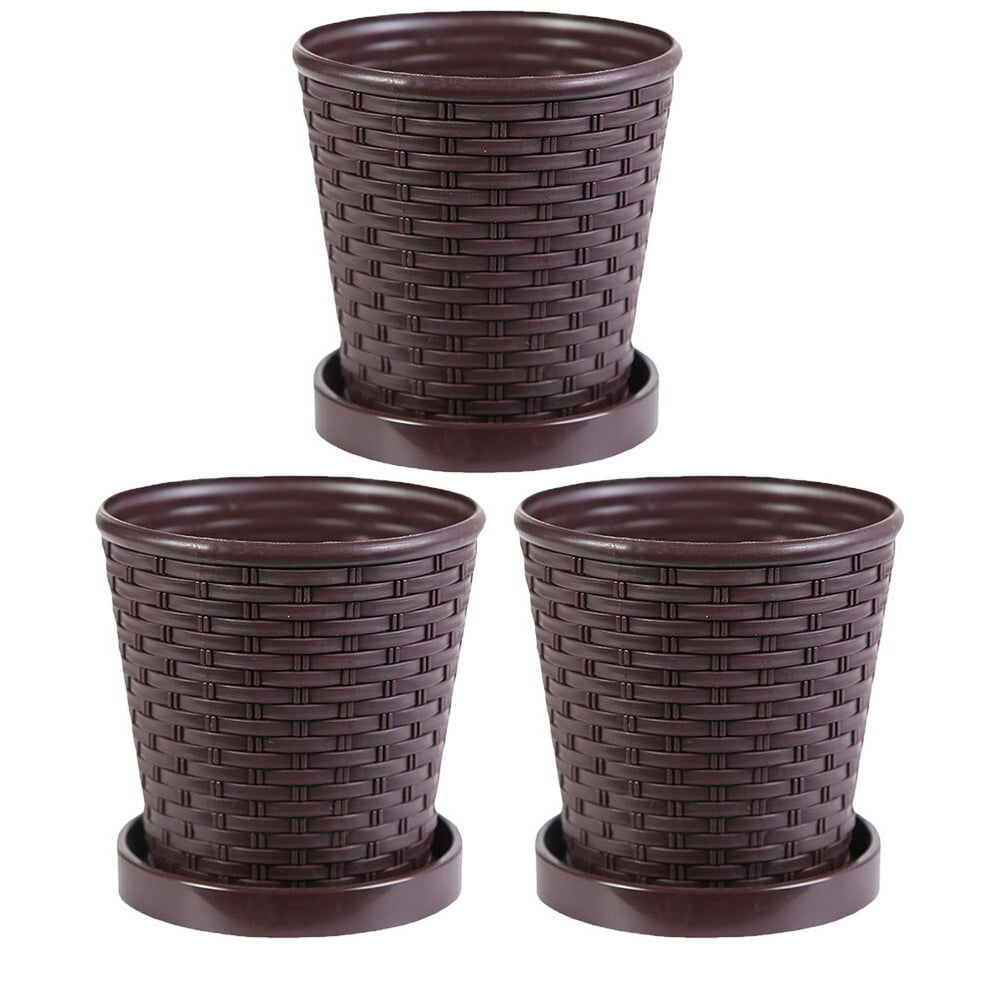 HLONK 3 Sets Resin Planters Garden Flowers Pots Simple Plant Pots Succulents Pots