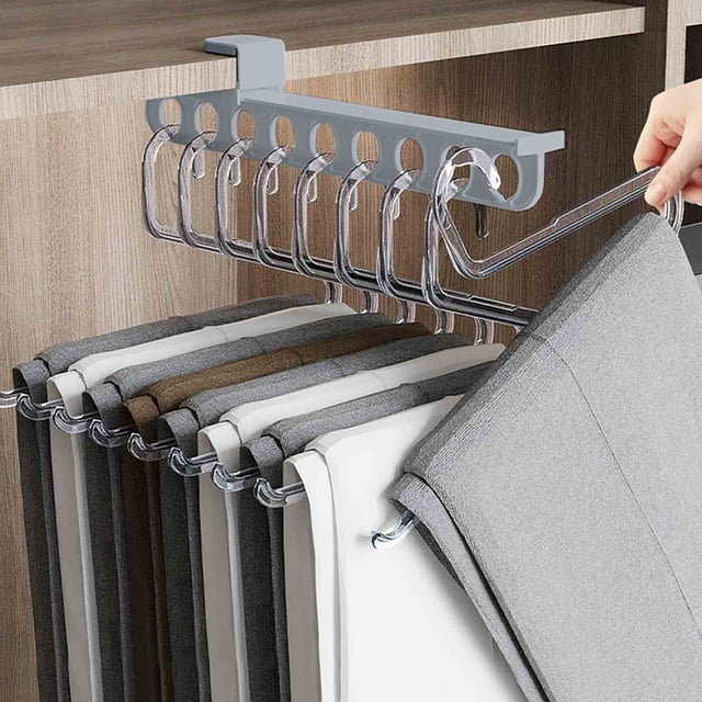 Dvkptbk Storage Household Pull-Out Slide Rail Pants Rack Wardrobe Storage Saves Space without Punching Installation Pants Rack Telescopic Bracket with Adhesive 10Ml Home Essentials