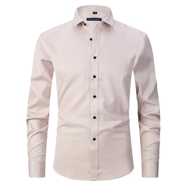 Chemise à Manches Longues Homme Chemise Habillée à Manches Longues pour Hommes Coupe Régulière Décontractée Boutonnée Unie à Manches Longues Col Rabattu Blouse et Chemise Homme Chemise à Manches Longues Homme Chemises à Manches Longues