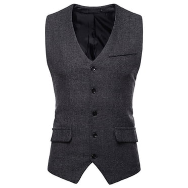 CEHVOM Gilet de Costume Smoking Formel pour Homme Automne Hiver Gilet Veste Manteau