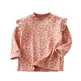 thumbnail image 1 of vdgthytj Toddler Baby Girls Long Sleeve Tops Shirts Cute Printed Ruffle Crewneck Basic Blouse Kids Fall Undershirts, 1 of 3