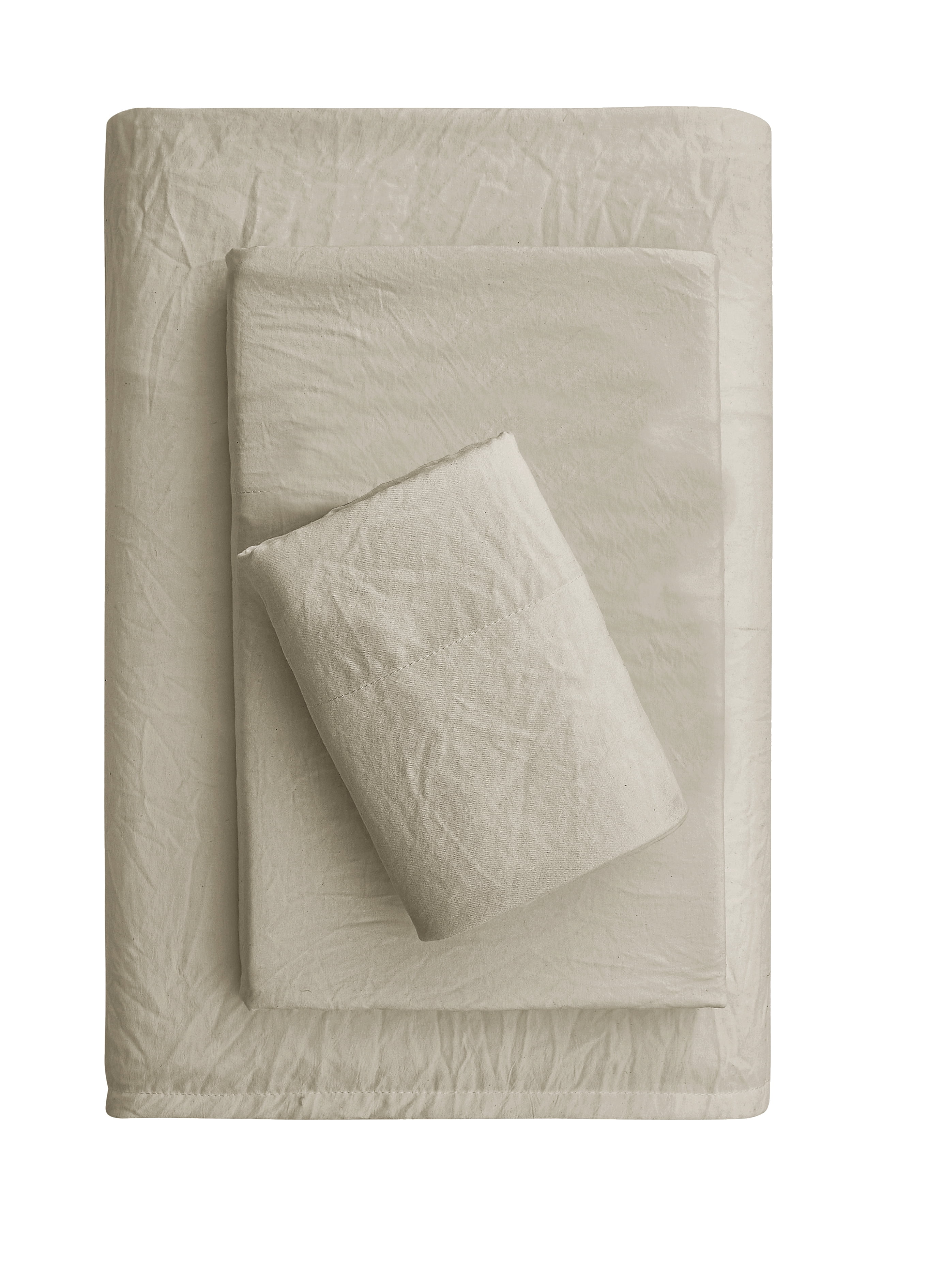 Mainstays Ensemble de draps en microfibre lavée ultra douce, Lit 2 Places, Papyrus Beige, 4 pièces.
