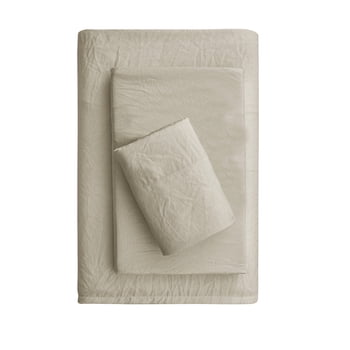 Mainstays Washed Ultra Soft Microfiber Bed Sheet Set, Twin-XL, Papyrus Beige, 3 Piece