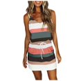 thumbnail image 2 of Femmes Casual Robe Femmes Casual V-Cou à Manches Courtes Sangle Ouverte en Arrière Robe Femmes Vêtements à la Mode L Armée Verte, 2 of 7