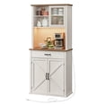 thumbnail image 2 of VASAGLE Pantry Cabinet with Lights and Charging Station, Kitchen Storage Cabinet with Doors and Drawer, 39.5 x 80.4 x 180.6 cm, Adjustable Shelves, Farmhouse Style, Rustic White, 2 of 6