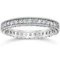 thumbnail image 1 of Bague d'Éternité Vintage en Diamant 5/8 Ct Gravée à la Main en Or Blanc 14 K, 1 of 3
