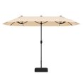 thumbnail image 1 of Gymax Parasol de Patio Double Face de 13 Pi avec Manivelle, Base de Parasol, Verrou de Sécurité, Beige, 1 of 10