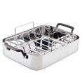 thumbnail image 1 of KitchenAid 5-Ply Clad Stainless Steel Roaster with Removable Rack, 15-Inch x 11.5-Inch, Polished Stainless Steel, 1 of 4