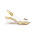 thumbnail image 3 of BLISSFUL STEP Chaussures pour Femmes Talons Compensés Transparents à Strass Bout Ouvert Slingback Chaussures Transparentes Or 11, 3 of 7