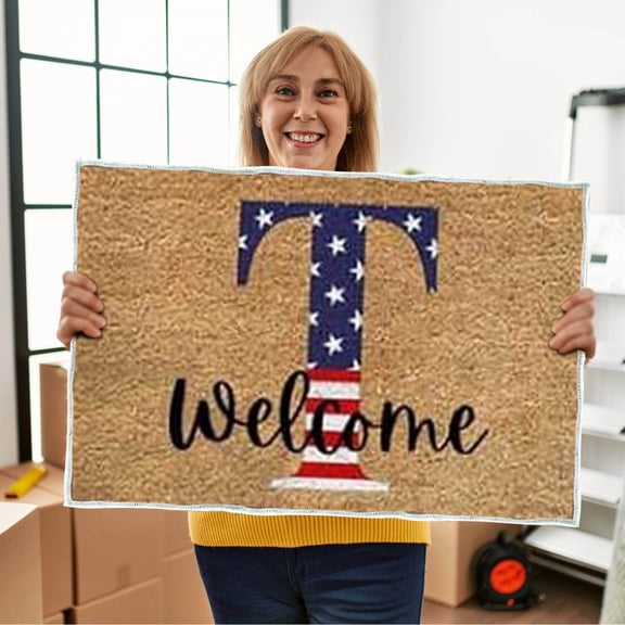 tumgatte 4th Of July Door Mat Patriotic Doormat Entryway Rug Welcome Independence Day Doormat Stain And Fad Patriotic Decor Welcome Outdoor Mat Up to 60% off