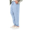 thumbnail image 3 of Innerwin Trousers Drawstring Men Bottoms Holiday High Waist Lightweight Summer Pants Blue L, 3 of 4