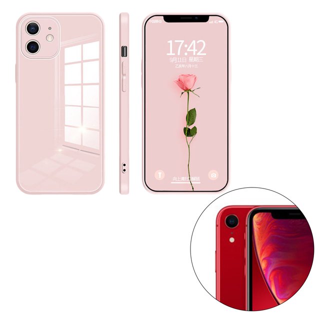 ziyahi Glass Back Phone Covers with Solid Color Full Rugged Bumper Anti-Slip Design for Iphone 7P/8P/7/8/XS Max/XR/X/XS