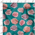 thumbnail image 2 of Soimoi Tissu en Velours Vert Tissu à Imprimé Floral de Roses au Mètre 58 Pouces de Large, 2 of 6