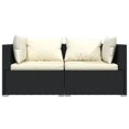 thumbnail image 2 of vidaXL 3 Piece Garden Lounge Set with Cushions Black Poly Rattan, 2 of 4